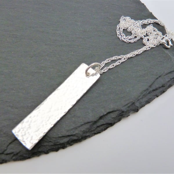 sterling silver chain, hammered pendant necklace