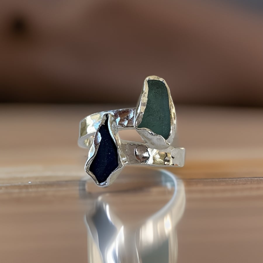Silver Sea Glass Wrap Ring