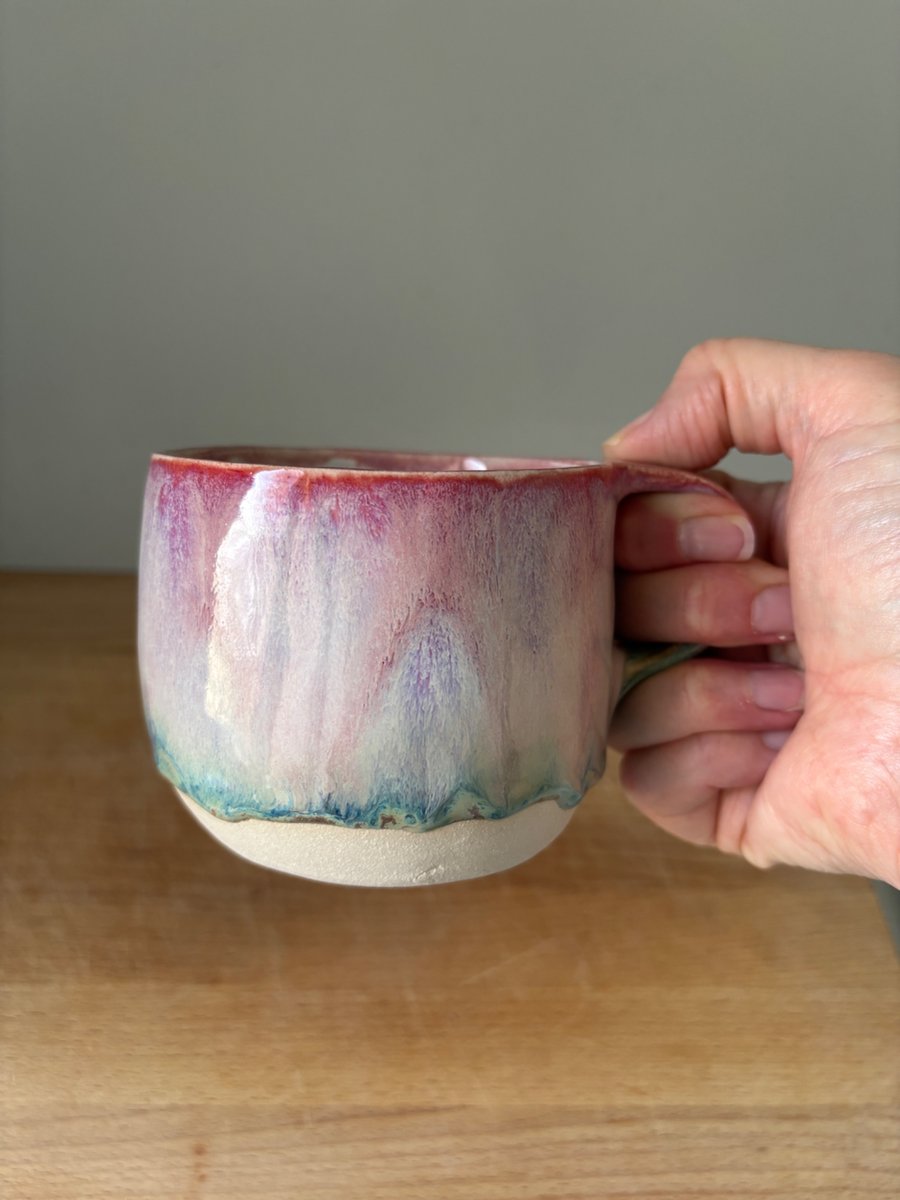 Handmade ceramic mug, pink stoneware mug, 350ml mug, Homeware gift