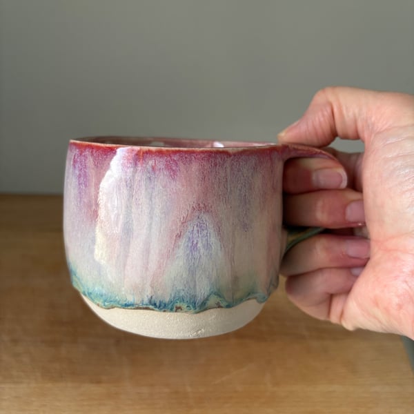 Handmade ceramic mug, pink stoneware mug, 350ml mug, Homeware gift