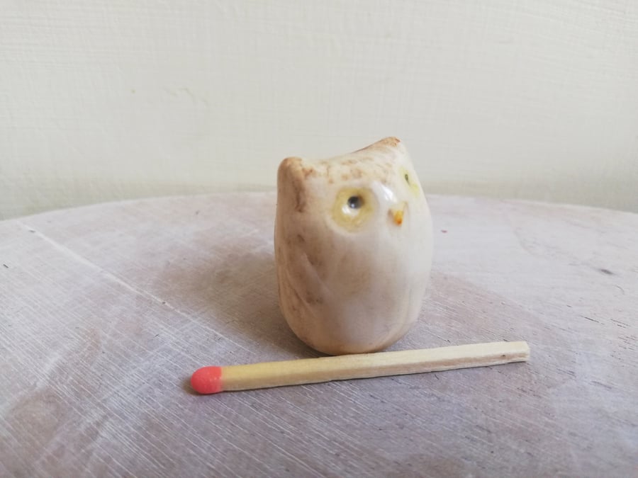 ceramic owl figurine handmade pottery hand painted owl gift idea for bird lover 
