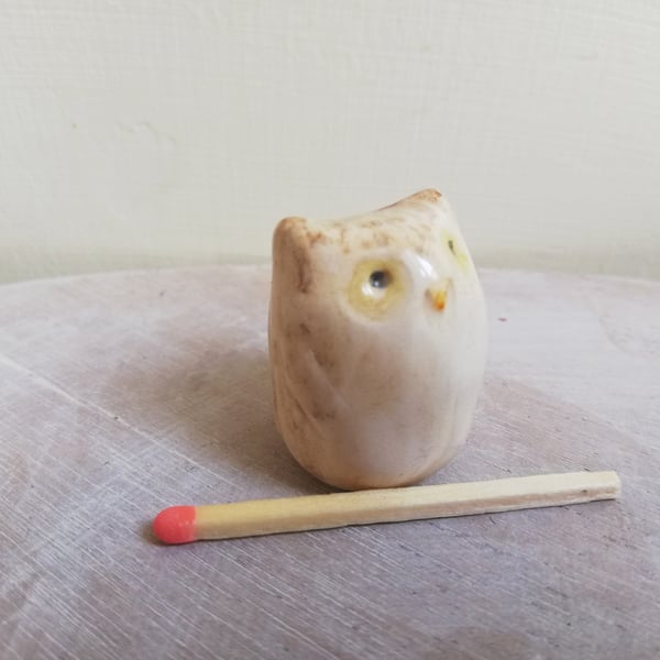 ceramic owl figurine handmade pottery hand painted owl gift idea for bird lover 