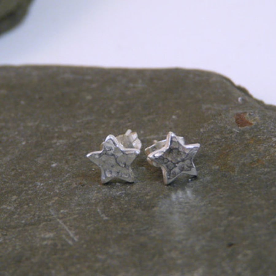 Teeny tiny fine silver star stud earrings