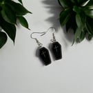 Coffin Charm Silver Earrings 