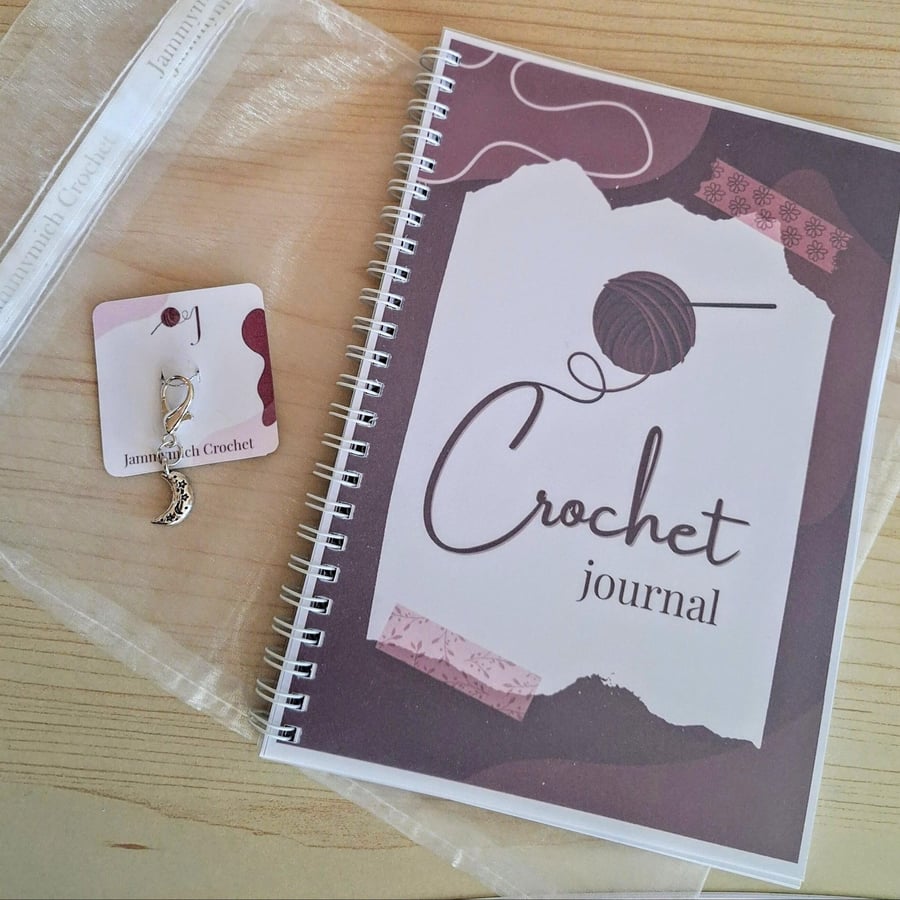 Crochet Project Journal: A5 Spiral Planner with Stitch Marker