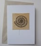 Ammonite Fossil Hand Stitched Textile Art Card