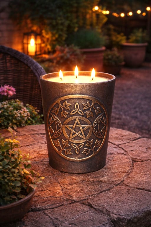 Two Moons - Copper Bronze ceramic garden candle with Citronella & Lemongrass
