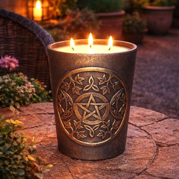 Two Moons - Copper Bronze ceramic garden candle with Citronella & Lemongrass