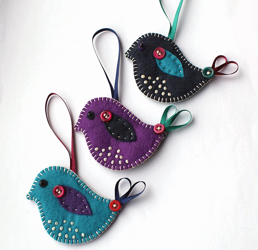 Christmas Bird Decorations ... set of 3