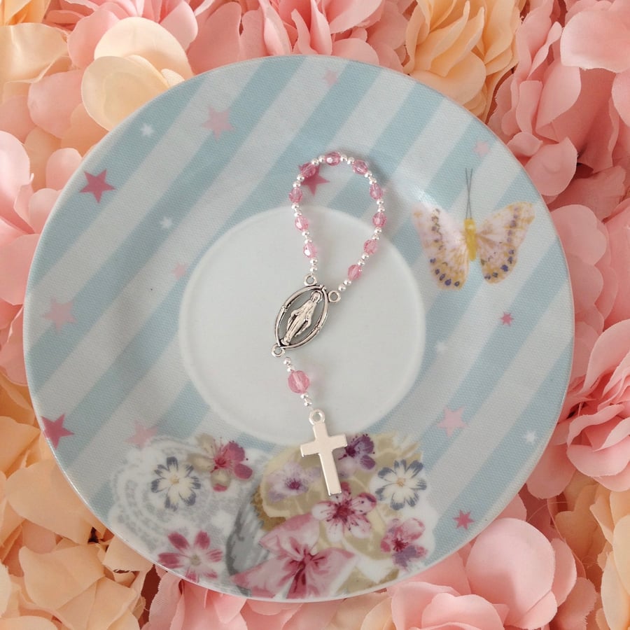 One Decade Pocket Swarovski Rosary & Purse B1