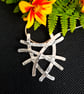 Contemporary Abstract Lines Sterling Silver Pendant Necklace Handmade