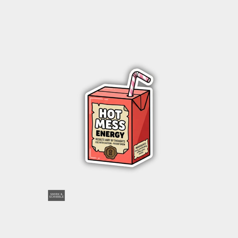 Funny Cheeky Juice Box Sticker For Adults - Hot Mess Energy