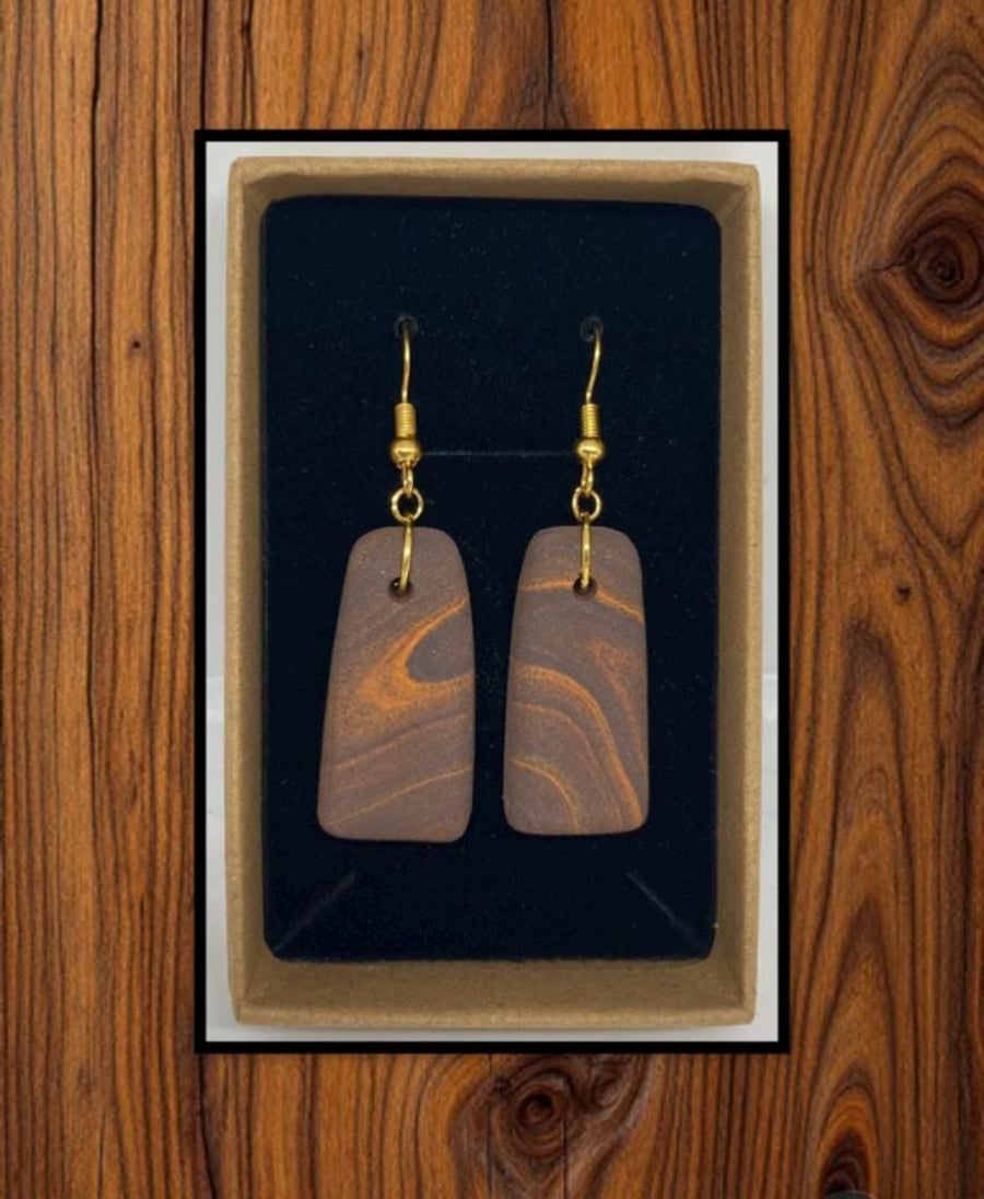 Wood grain lightweight clay earrings