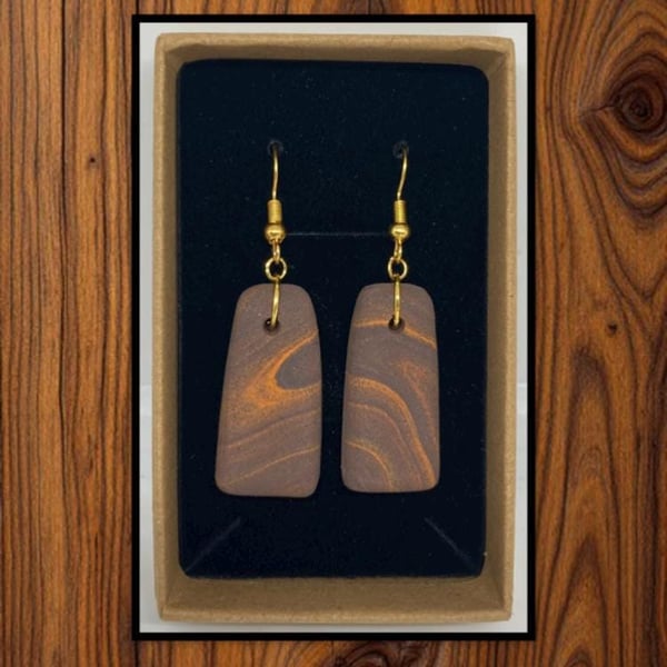 Wood grain lightweight clay earrings