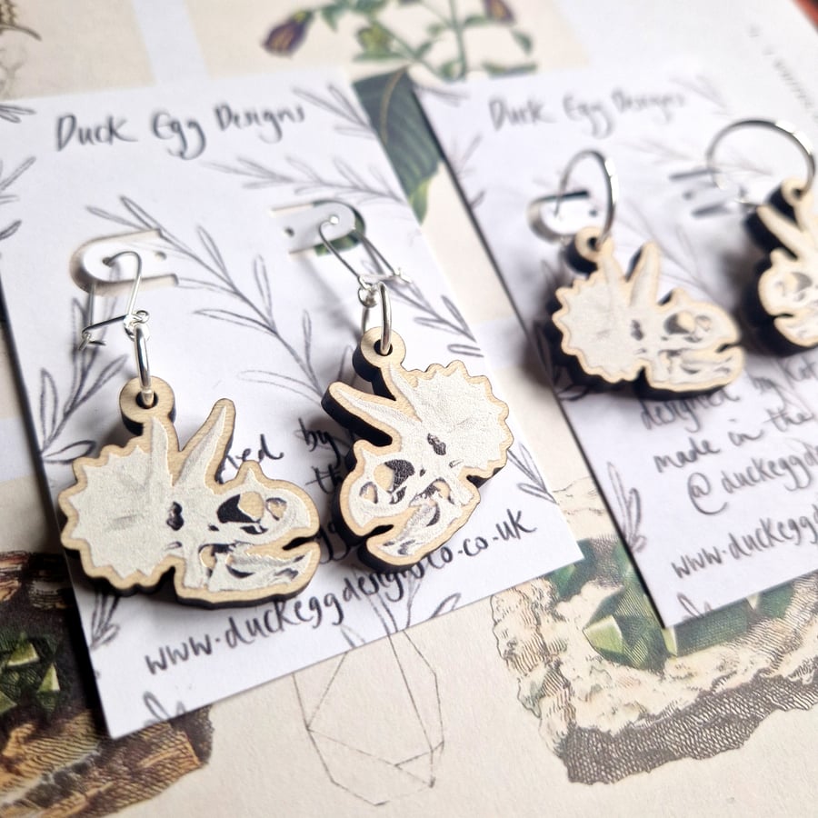 Triceratops Skull Earrings