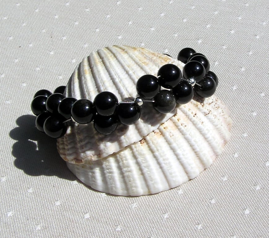 Golden Sheen Obsidian Gemstone Crystal Beaded Chakra Bracelet "Minerva"