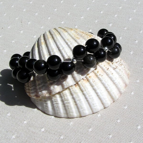 Golden Sheen Obsidian Gemstone Crystal Beaded Chakra Bracelet "Minerva"