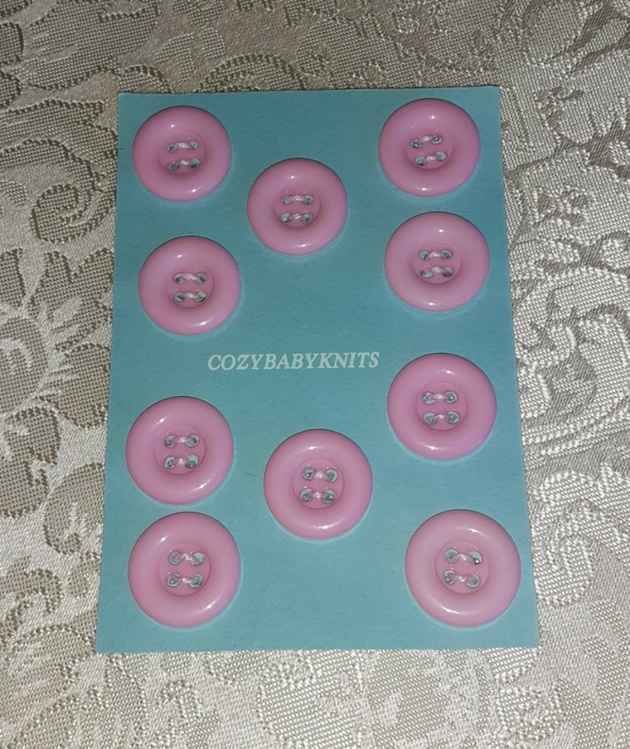 18MM PALE PINK ROUND BUTTONS WITH FOUR HOLES FOR ATTACHING 