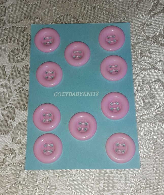 18MM PALE PINK ROUND BUTTONS WITH FOUR HOLES FOR ATTACHING 