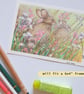 Two Little Rabbits, a small original drawing, animal artwork, wall art - Image 3