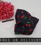 Face mask , large, 3 layer, nose wire,  washable, adjustable in navy cherry - Image 1