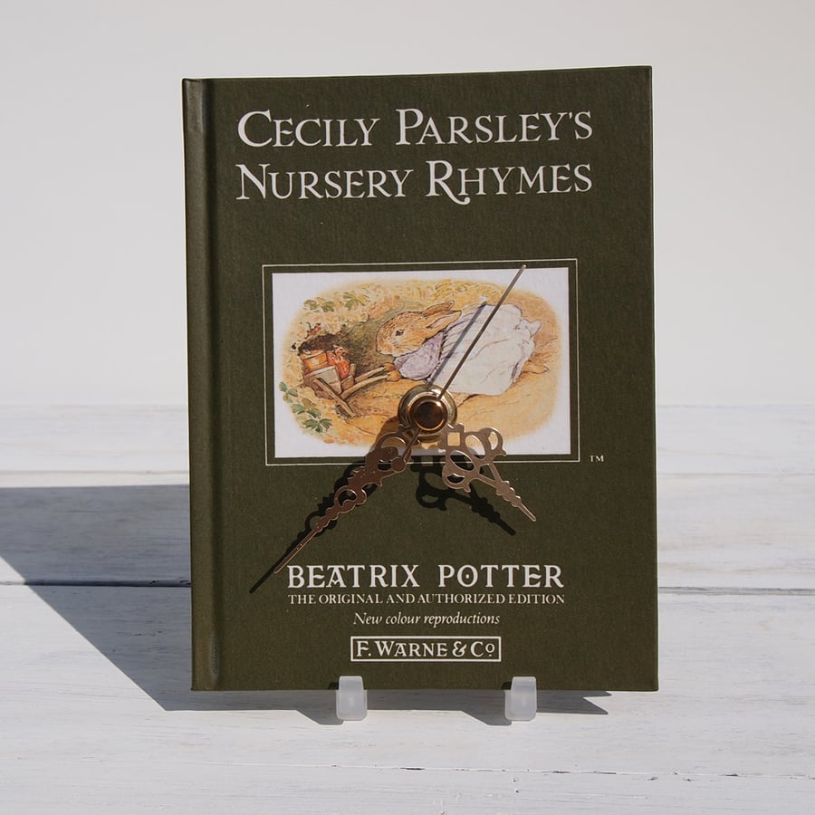 SALE Cecily Parsley's Nursery Rhymes by Beatrix Potter book clock.  