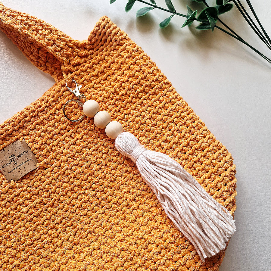 Orange Crochet Shoulder Bag. Gift For Her, Holiday Bag, Market Bag