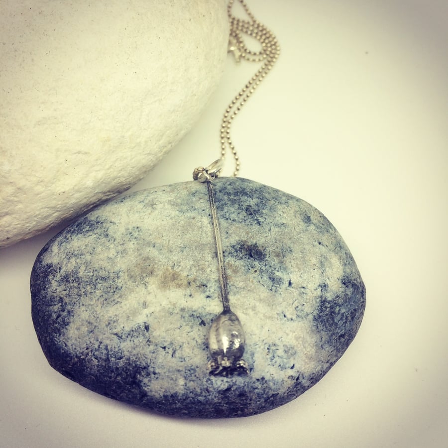 Sterling Silver poppy pendant