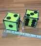 Retro-style dice decoration - sucker cup attachment, neon yellow with black dots - Image 2
