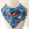 HANDMADE Baby Bandana Dribble Bib Popart "BANG" "POW" Lichtenstein Style Fabric 