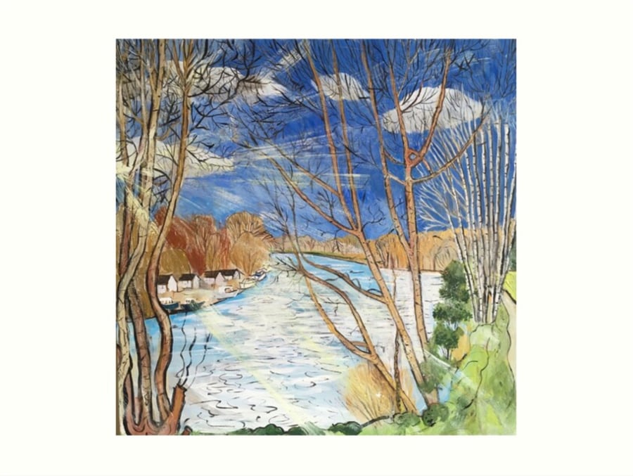 ‘Downstream From Kingston Upon Thames’ Art Print By Sally Anne Wake Jones