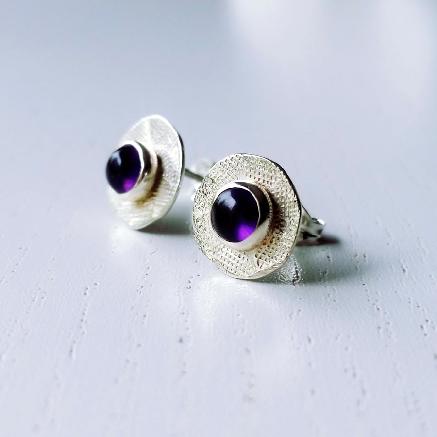 STUD EARRINGS Amethyst earrings, Handmade Urban Jewellery