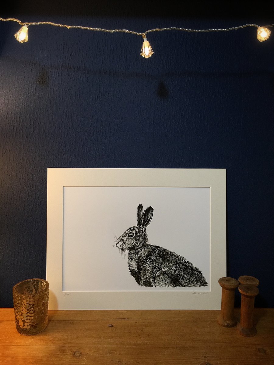 Hare Print - From an Original Ink Drawing NEXT DAY DESPATCH FOR CHRISTMAS