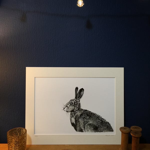 Hare Print - From an Original Ink Drawing NEXT DAY DESPATCH FOR CHRISTMAS