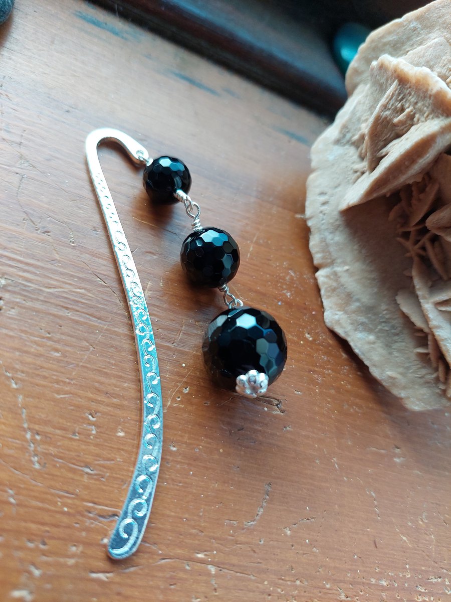 Facetted Black Agate Bookmark