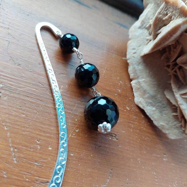 Facetted Black Agate Bookmark