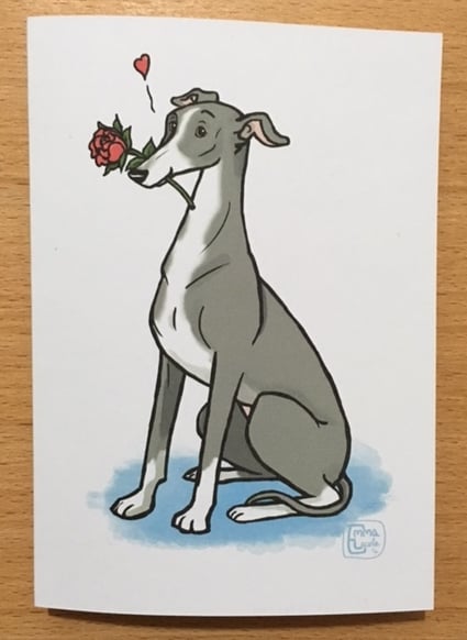 Greyhound Rose Card