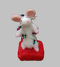 White mouse  - needlefelt.  Christmas decoration - Image 4