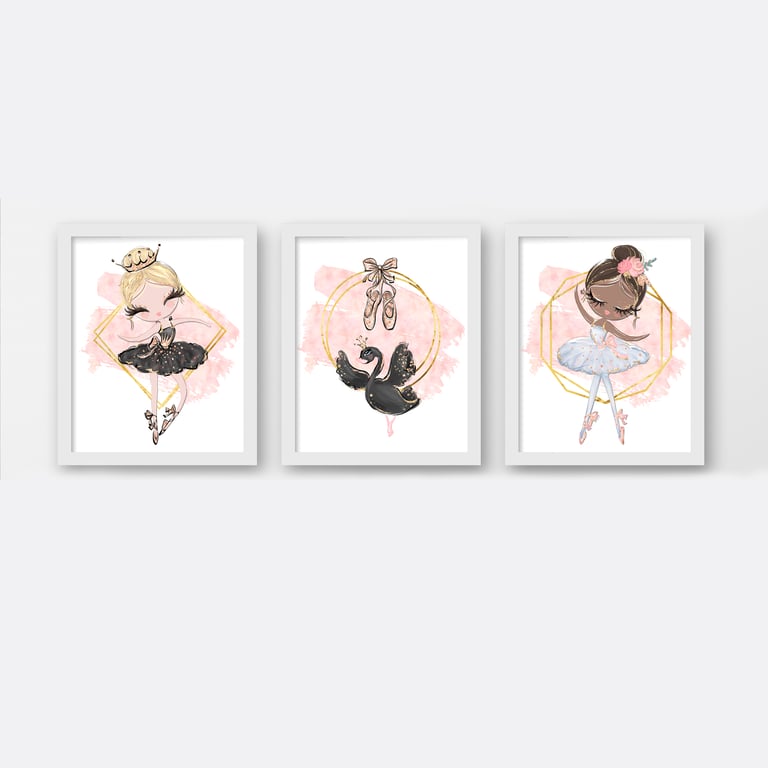Ballerina nursery wall prints, Swan lake ballerina nursery decor