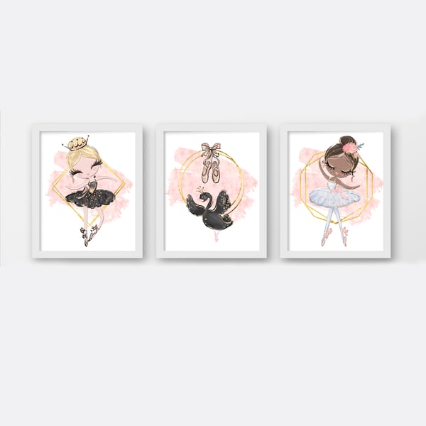 Ballerina nursery wall prints, Swan lake ballerina nursery decor