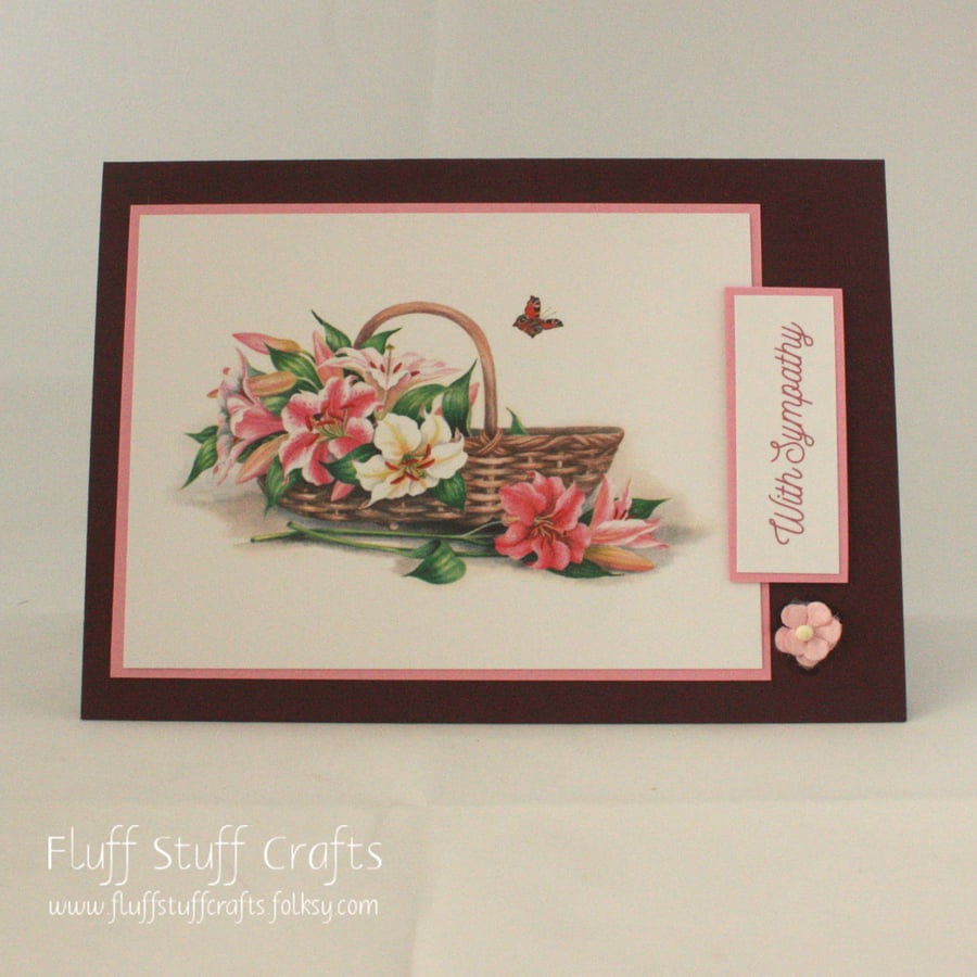 Basket of lilies sympathy card 