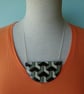 Large grey green necklace with geometric pattern ceramic bib necklace  - Image 1
