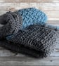 Chunky Baby Blanket, Blue and Grey,  - Image 7