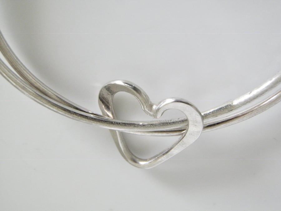 Sterling Silver Heart Bangle