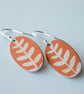 Orange leaf oval earrings - Image 3