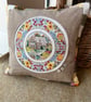 Autumn - rescued cross stitch and patchwork cushion - Image 2