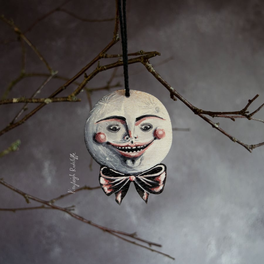 Wooden man in the moon hanging decoration- Herman the moon