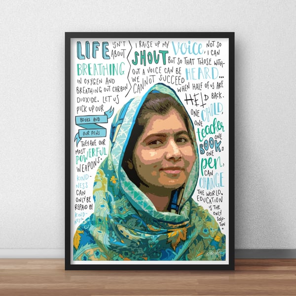 Malala Yousafzai INSPIRED Poster, Print with Inspirational Quotes