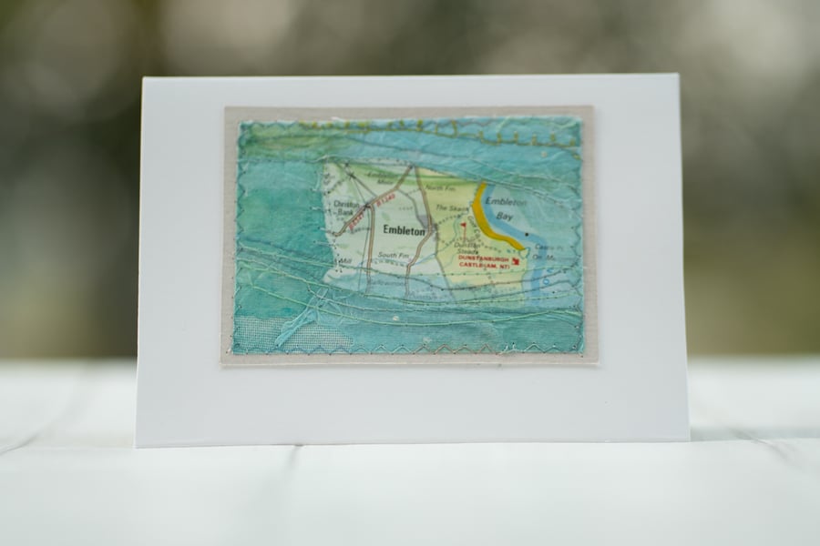 EMBLETON Mixed Media Stitched Coastal Greetings Card
