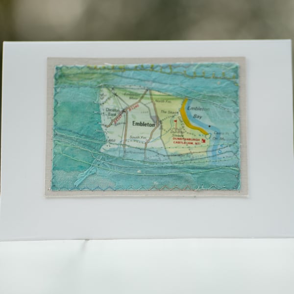 EMBLETON Mixed Media Stitched Coastal Greetings Card
